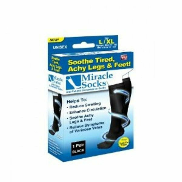 Living Healthy Products Anti-Fatigue Compression Stocking Socks, Black - Large LI328532